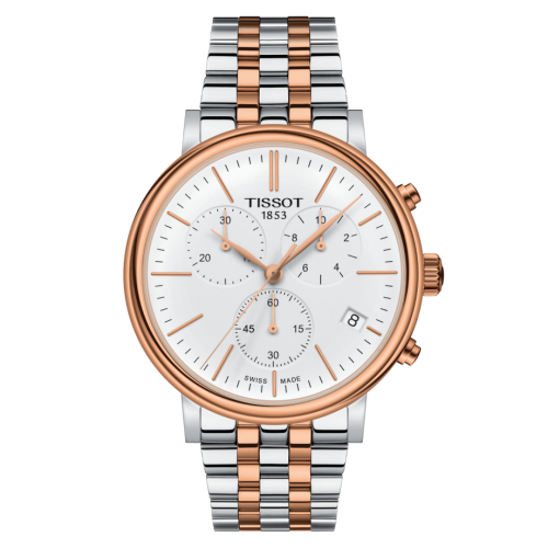 Tissot Carson Premium Chronograph Quartz 41 Stainless Steel / Rose Gold PVD / Silver / Bracelet